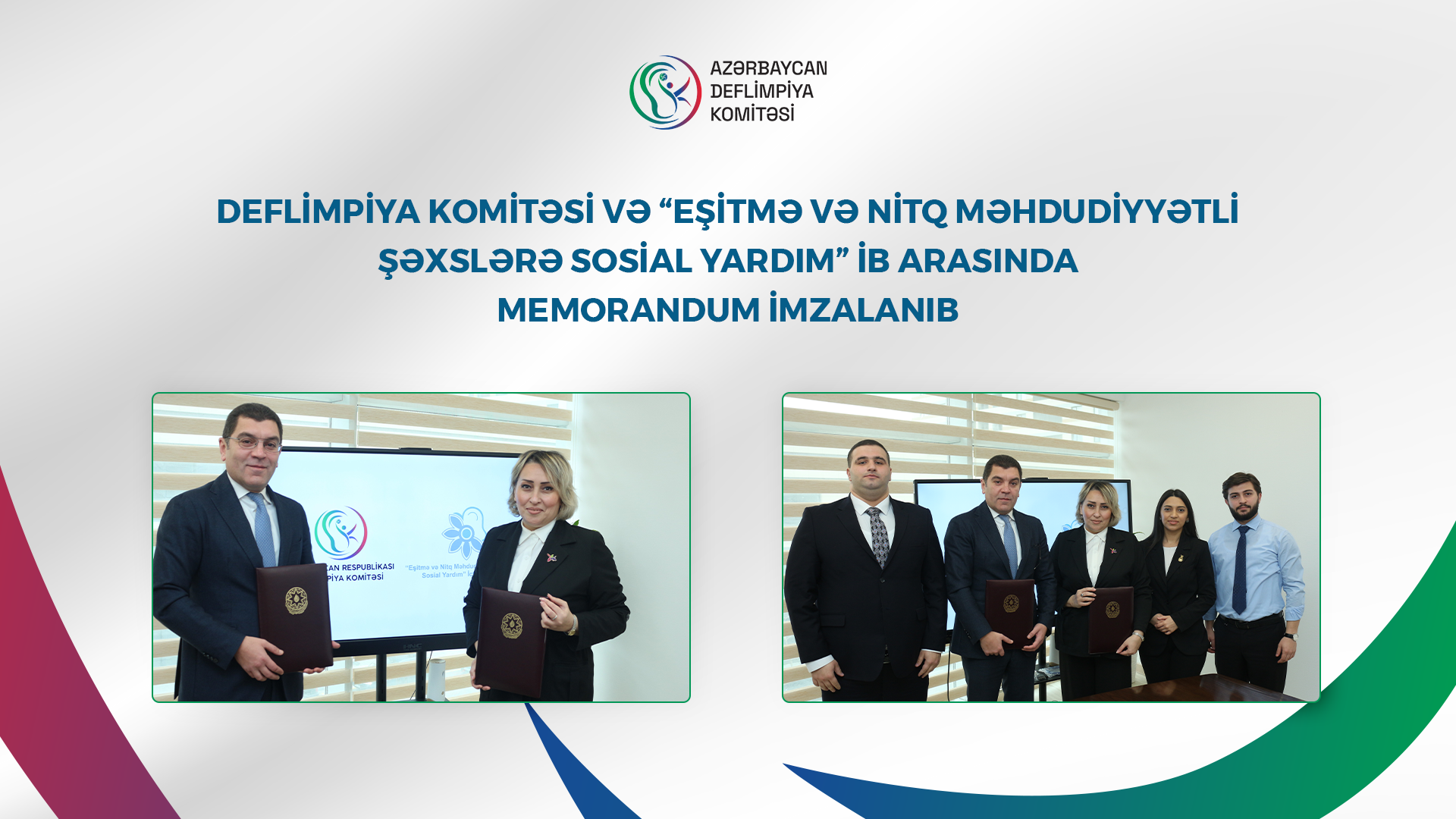 Deflimpiya Komitəsi və "Eşitmə və Nitq Məhdudiyyətli Şəxslərə Sosial Yardım" İB arasında Memorandum imzalanıb
