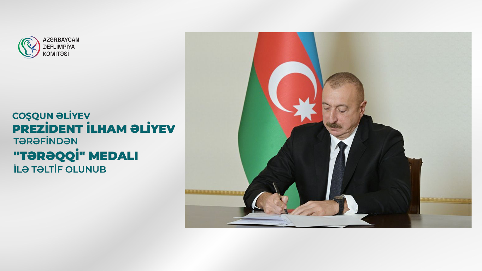 Deflimpiyaçımız Coşqun Əliyev "Tərəqqi" medalı ilə təltif olunub